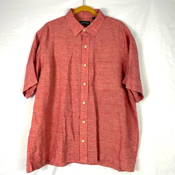 Orvis Red Linen Short Sleeve Button Down - Picture 1 of 8